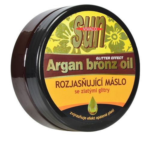 Rozjasňující máslo po opalování s BIO arganovým olejem a zlatými glitry SUN VIVACO